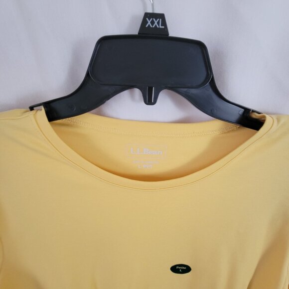 NEW LL Bean Petite Large Top Crew Yellow Cotton Round Neck Long Sleeves NWT - Picture 4 of 8